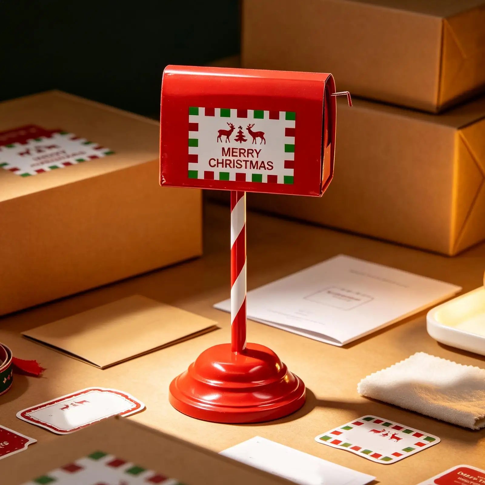 Christmas Mailbox Decoration Retro Metal Interactive Centerpiece