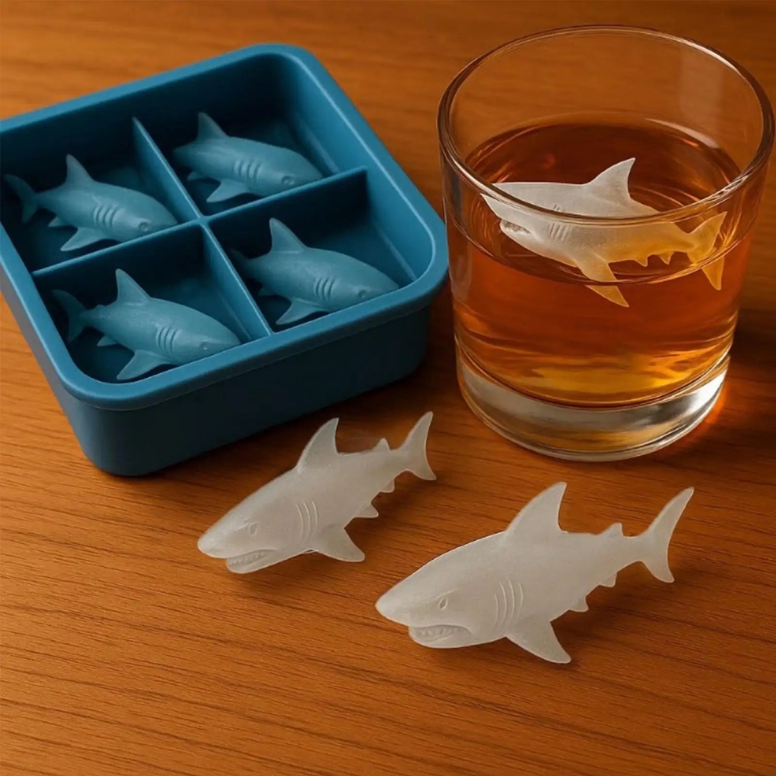 3D Shark Whiskey Ice Mold Cute Easy Release Silicone Tray Shaper