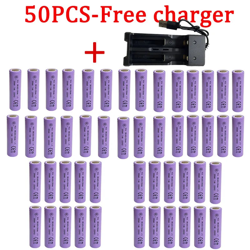 2026 New 18650 Battery 3.7V 2000mAh Li-ion Rechargeable Battery Is Suitable for Toys, Flashlights, Tool Batteries, Etc. Zpaxo 50PCS-Free charger 3.7 V