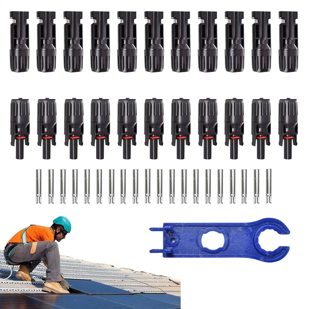 Solar Connectors 10-pair Solar Cable Connectors Mc4 High-Efficiency Waterproof Male Female Wire Crimping Tools for Home Ground Zpaxo Default Title