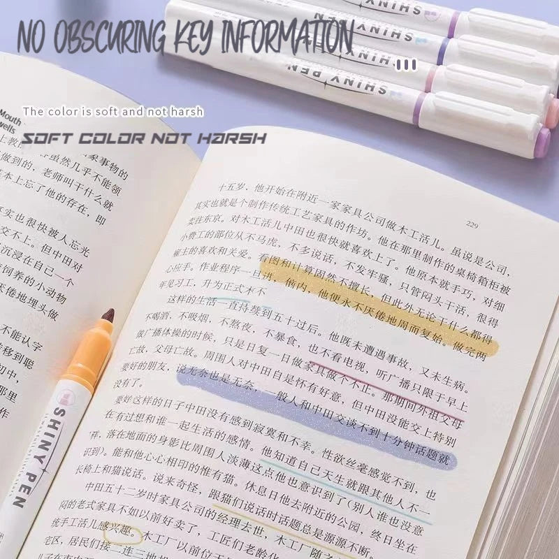 4 Colors Aesthetic Star Glitter Highlighters Shiny Scrapbook Doodle Zpaxo