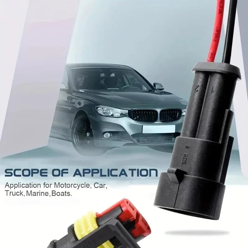 10pcs/5sets 2 Pin Way Connector Waterproof Connectors Male & Female Way 16 AWG Wire for Car Truck Boat Electrical Connector Zpaxo