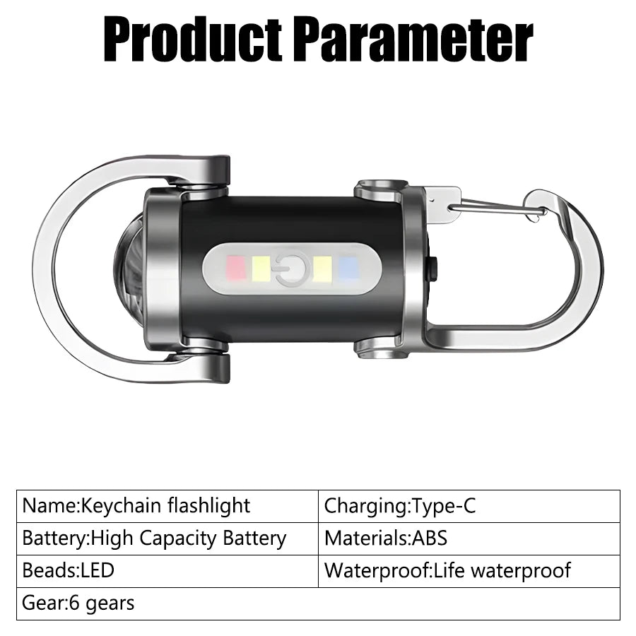 7-Mode COB LED Keychain Flashlight – Rechargeable & Waterproof