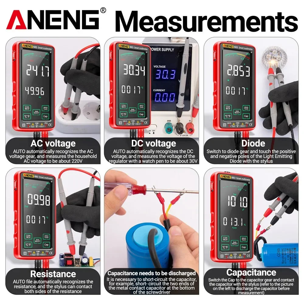 ANENG 683 Smart Multimeter Counts Multimetro Test Multitester AC DC