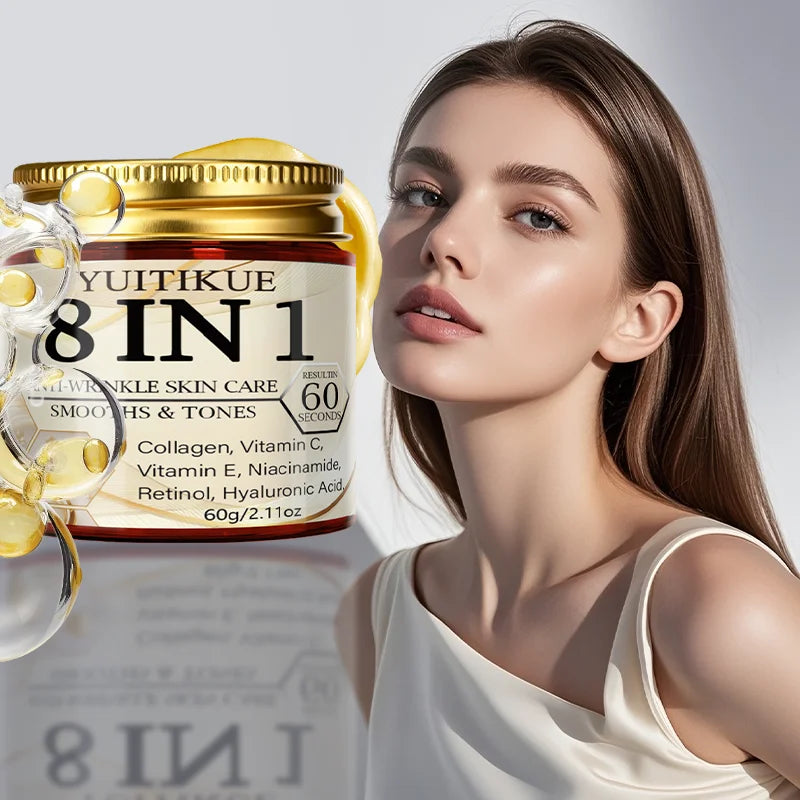 YUITIKUE 8-in-1 Face Cream with Collagen & Retinol 60g Face Moisturizer Cream Zpaxo