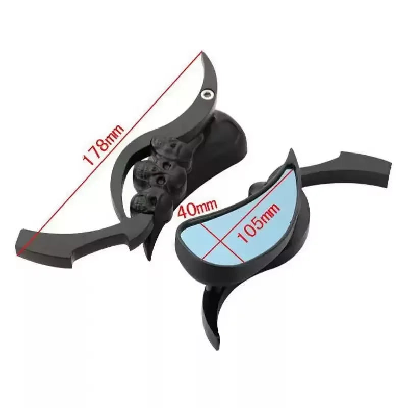 Flame Skull Motorcycle Rearview Mirror – Retro Wide-Angle Side Mirror