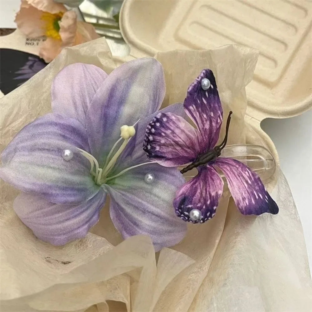 Elegant Plastic Flower Hair Clip Romantic Side Hairgrips Butterfly Zpaxo G