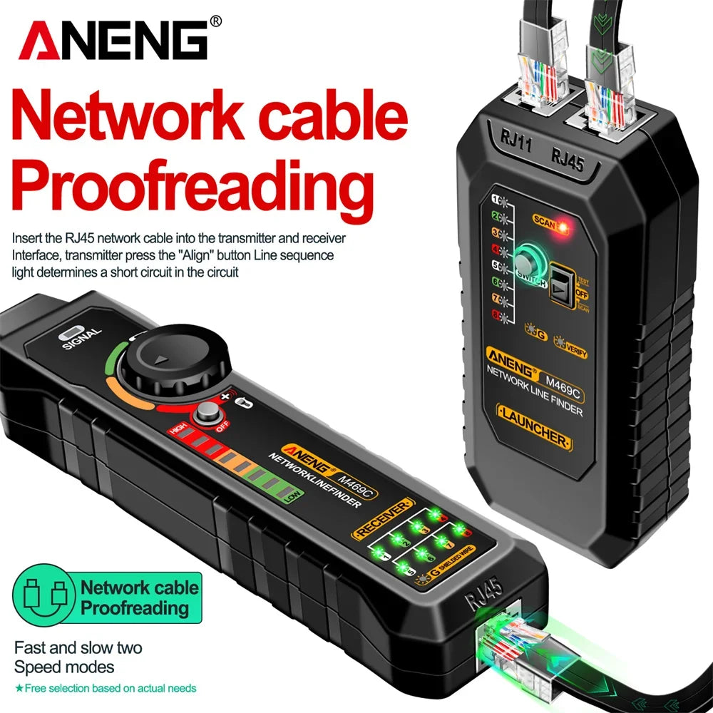 Multifunction RJ45 RJ11 LAN Cable Tester ANENG M469C Network Finder