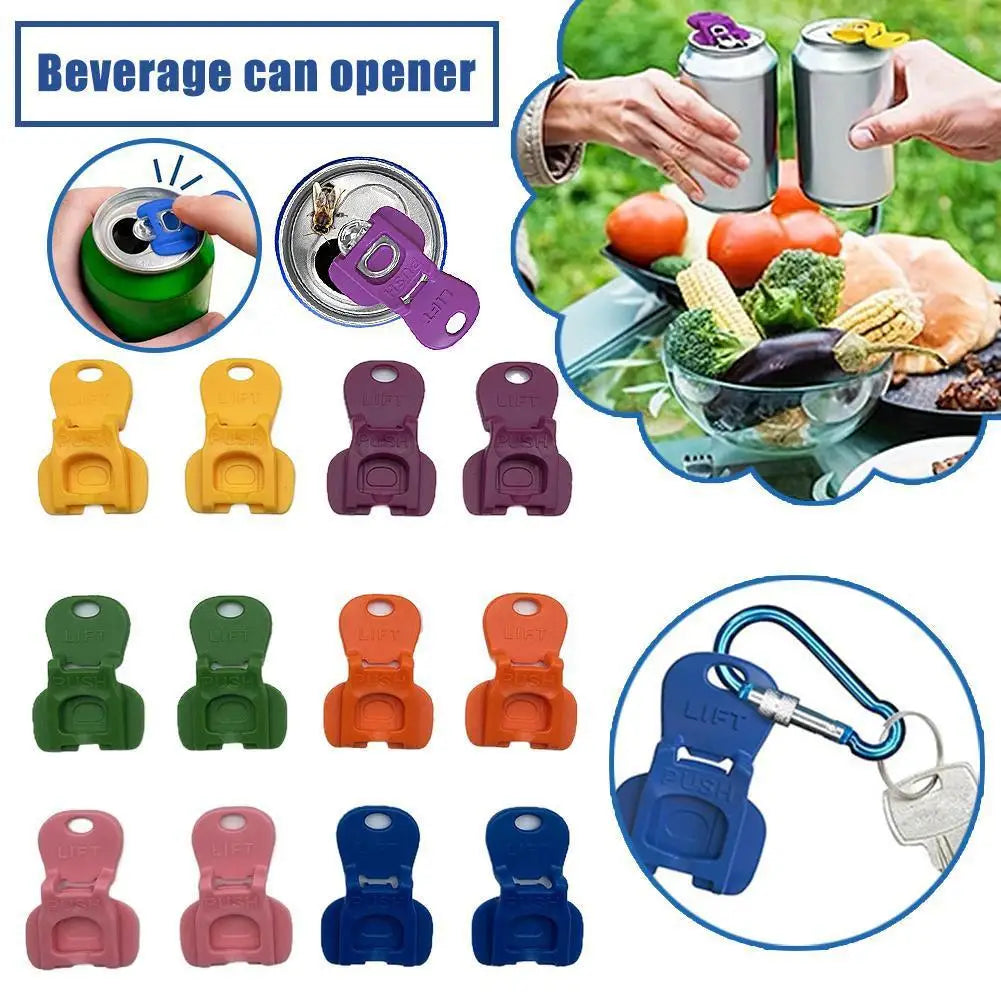 6/12Pcs Hole Multicolor Beverage Drink Opener Plastic Mini Simple Beverage Bottle Opener Dustproof Easy Pull Kitchen Accessories Zpaxo