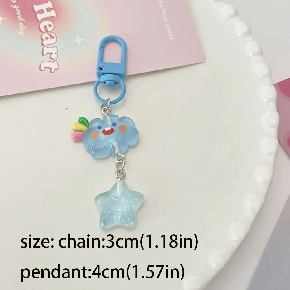 Cute Star Starry Clouds Keychain Korean Style Fine Flicker Key Ring Resin Student Zpaxo