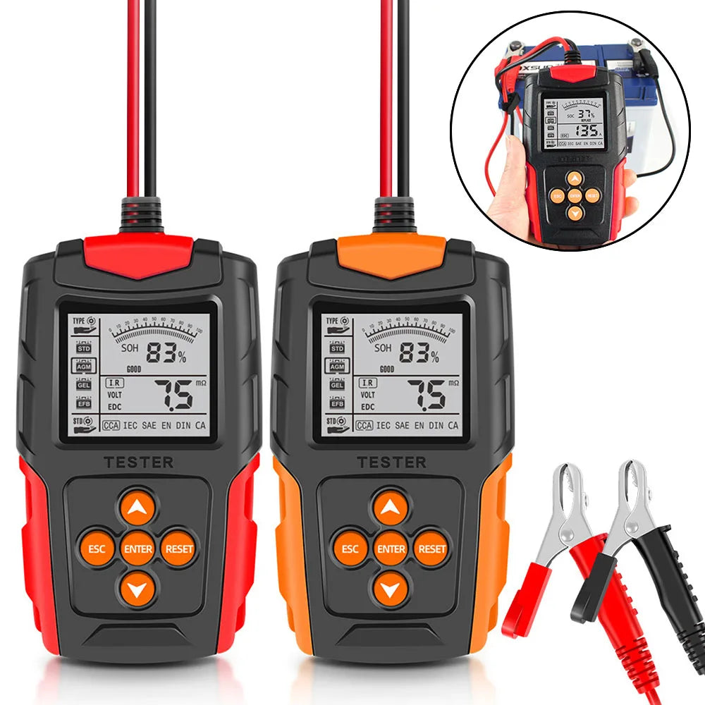 12V 24V Car Motorcycle Battery Tester SOH SOC CCA IR Measurement