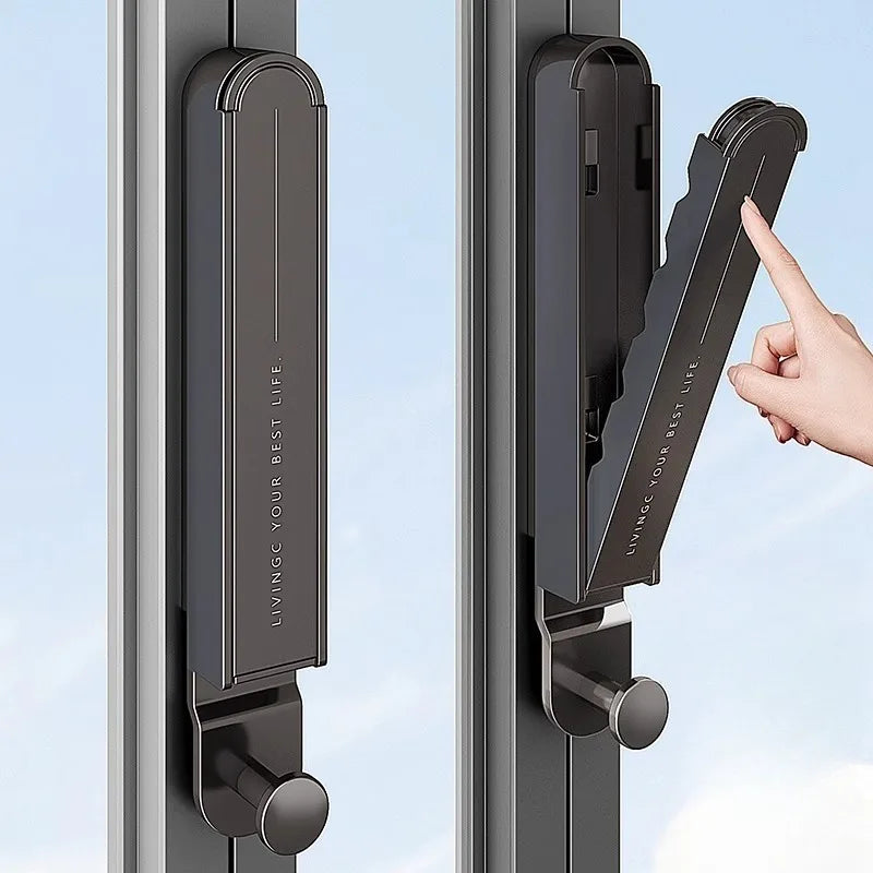 New Folding Clothes Rack Balcony Home Use No Drilling Invisible Retractable Clothes Rack Indoor Bay Window Hanging Clothes Rack Zpaxo