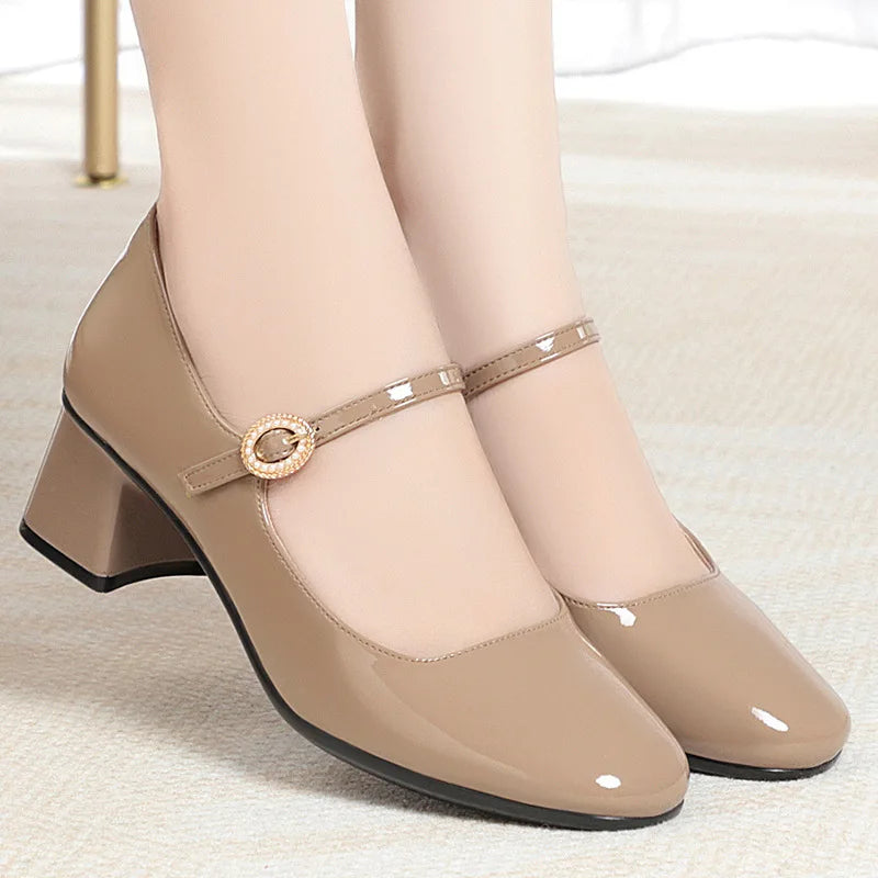 Mother's Shoes Soft Leather Bottom Women's 2023 Work Ladies Spring Zpaxo