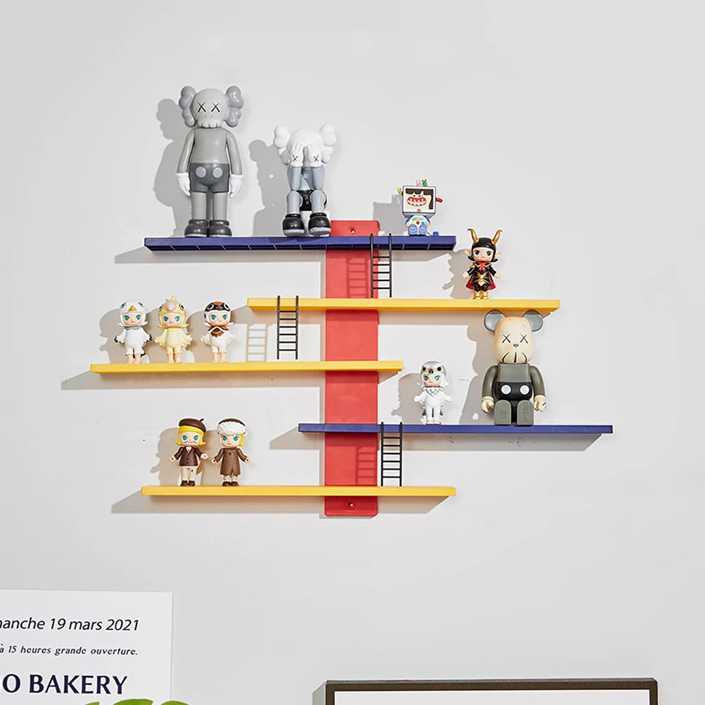 Figure Toy Display Stand Wall Mounted Handwork Blind Box Floating Shelves DIY Colorful Display Rack Ladder Storage Display Rack Zpaxo