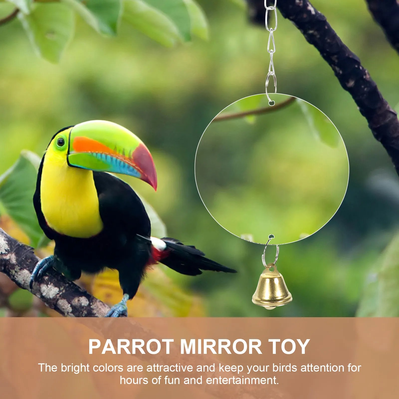 Bird Mirror Parrot Cage Bell Design Decorative Plaything Self Enjoy
