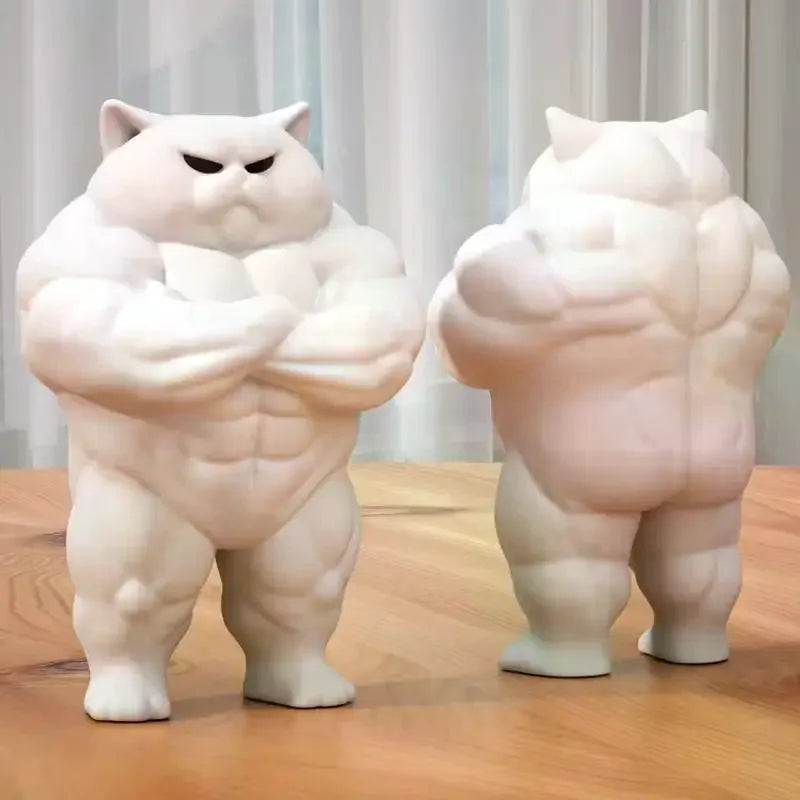 White Muscular Cat, Capybara, Cow, And Tiger Statues, Durable Plastic Home Decorations, Perfect Gift, Interior Living Room Décor Zpaxo