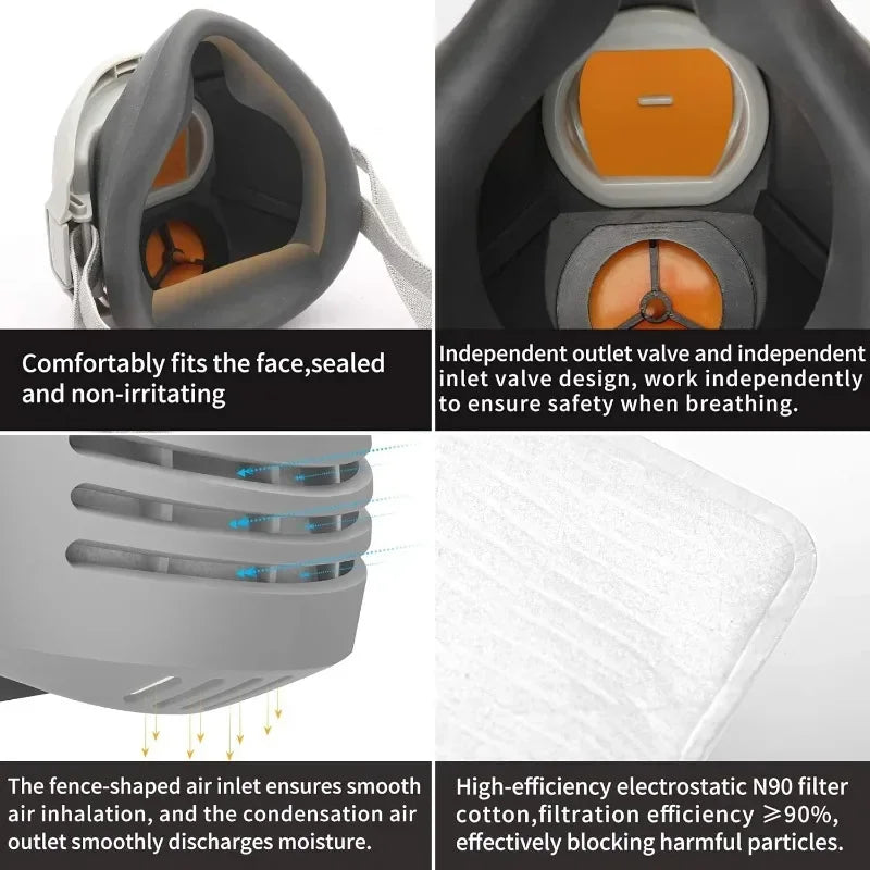 Reusable Half-Face Respirator Mask with Filters | Industrial