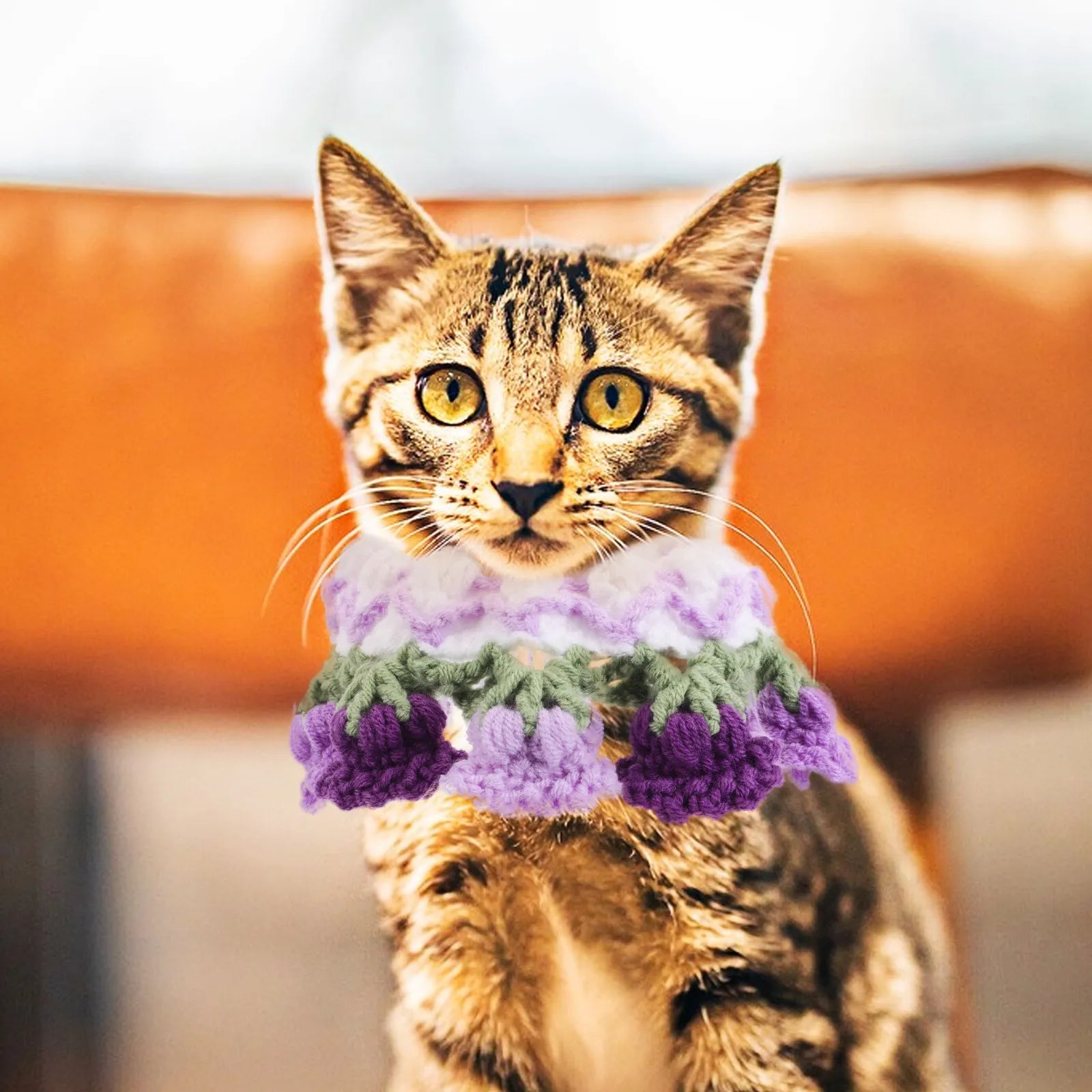 Pet Collar Knitted Flower Bib Neckwear Cute Dog Cat Scarf Daily Use