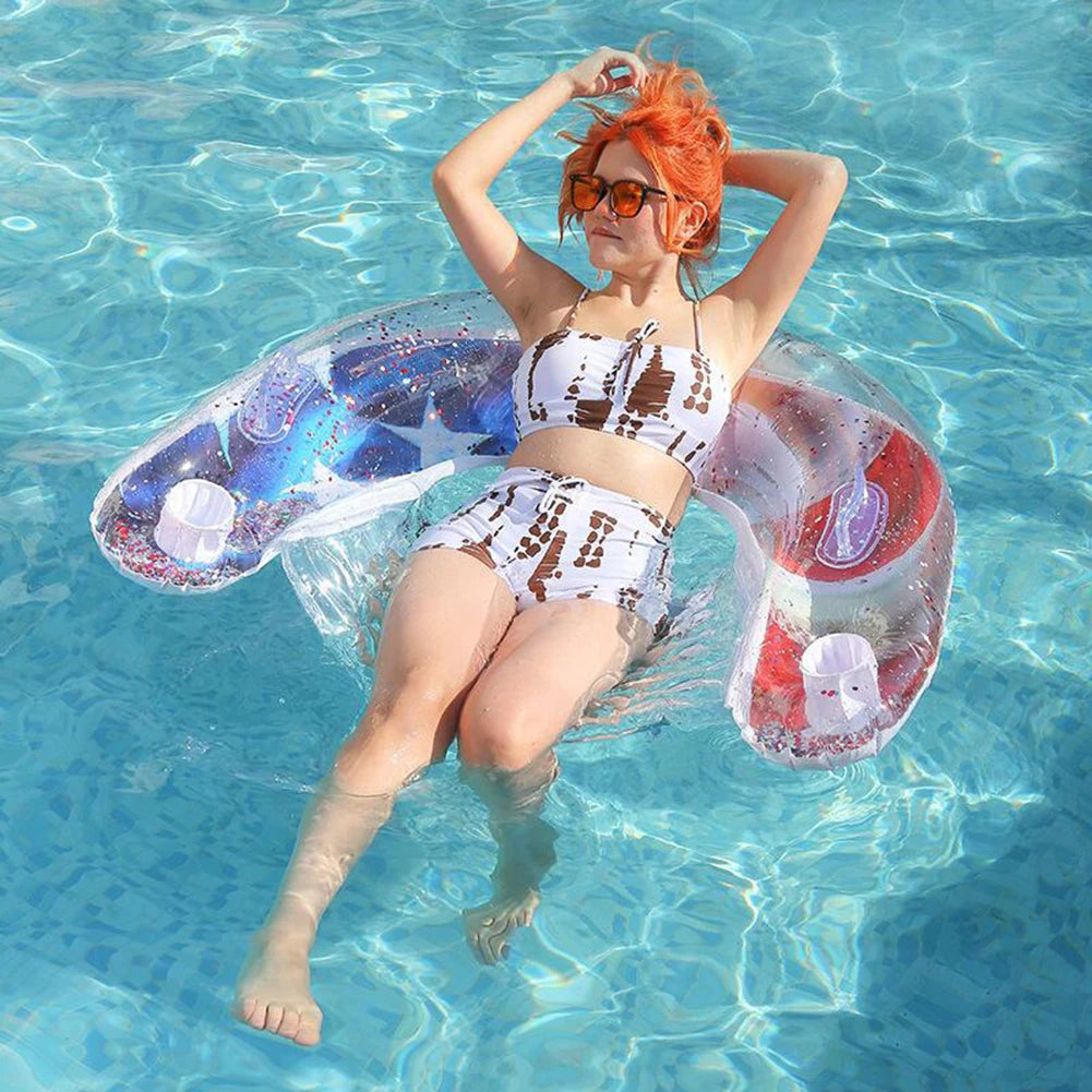 PVC Inflatable Hammock Bed Comfortable Sequin Water Recliner Mats