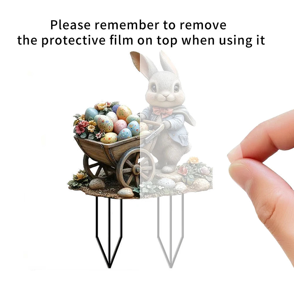 Easter Bunny Garden Stake Acrylic Yard Sign Rabbit Signs Outdoor