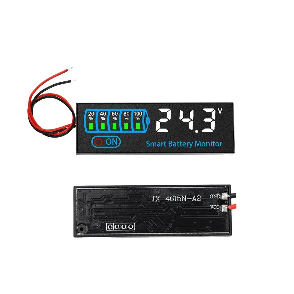 DC 7-55V Battery Charge Indicator LED Display Board with Alarm Battery Voltage Indicator Zpaxo White