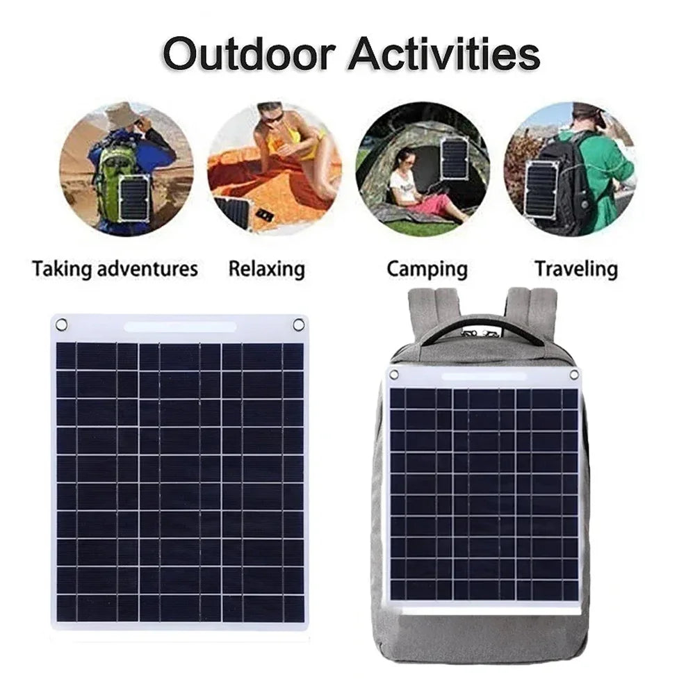 100W Solar Charger Dual USB Ports Waterproof Portable Panel Outdoor