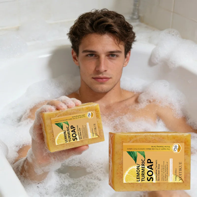 YUITIKUE Lemon Turmeric Glow Soap – Brighten & Deep Clean 100g Brightening Bar Soap Zpaxo