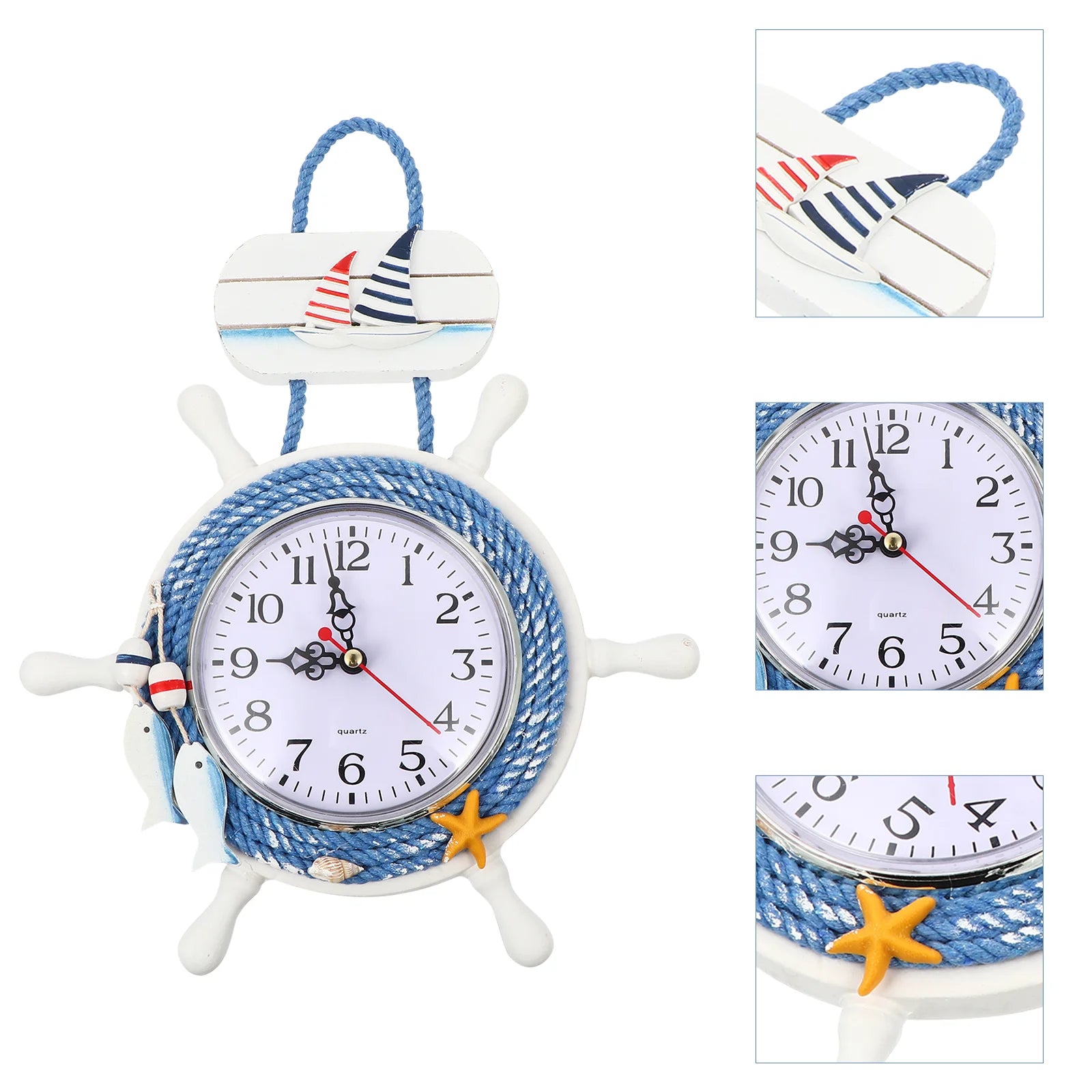 Premium Wooden Rudder Wall Clock Vintage Hanging Silent Decorative Zpaxo Assorted Color 23.00X22.00X2.50CM