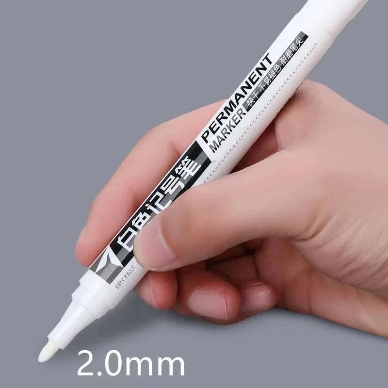 5Pcs White Marker Pens Set Waterproof Permanent DIY Graffiti Pens For Tire Painting Notebook Tyre Tread Oily Environmental Pen Zpaxo