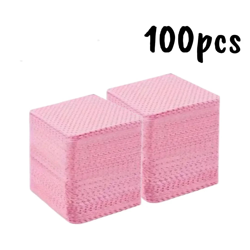20-600pcs Lint-Free Nail Wipes Gel Cleansing Tissues Aluminum-Free Nail Polish Remover Pads for Nail Beauty Cleaning Care Tool Zpaxo 100pcs Pink Wipes