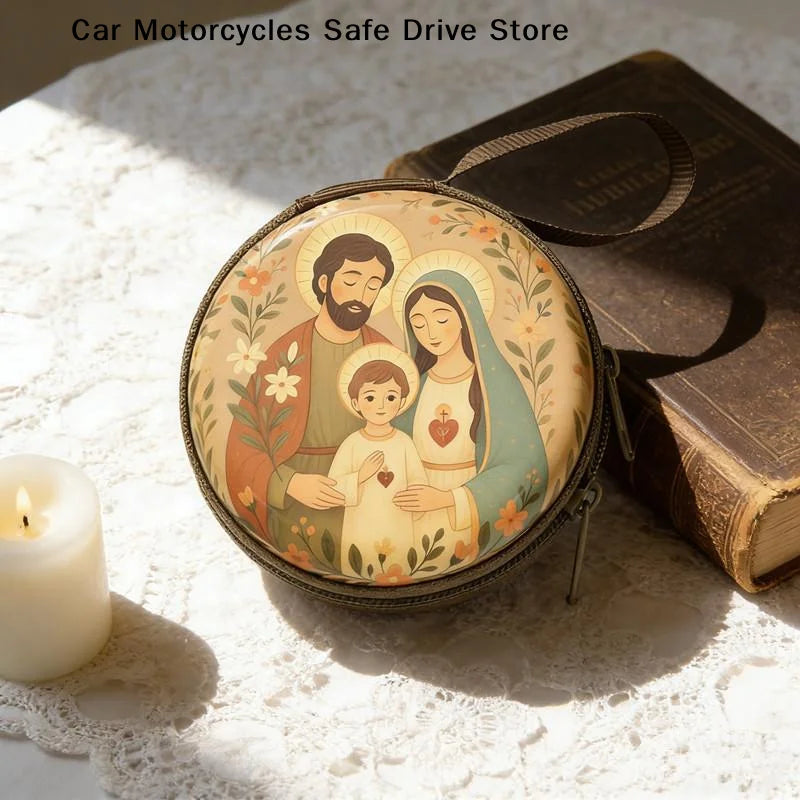 Portable Virgin Mary Jesus Prayer Rosary Storage Bag Mini Zippered