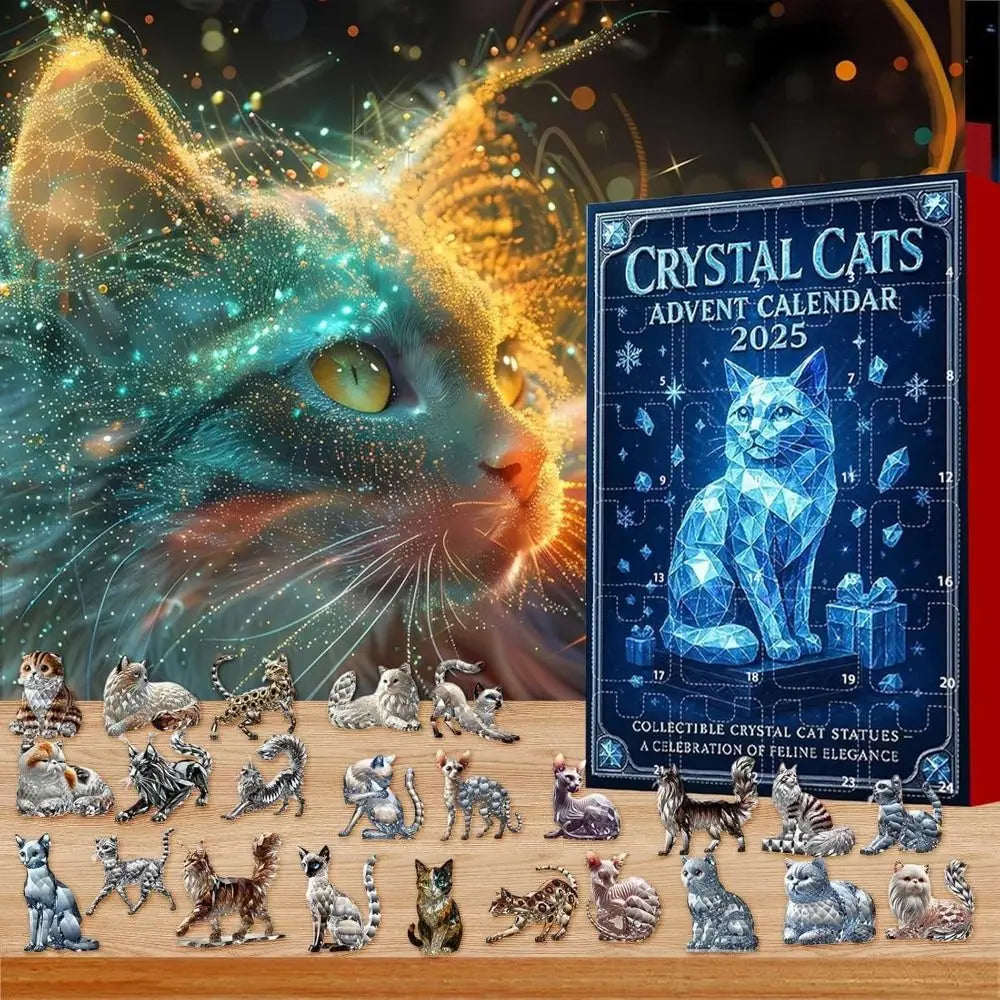 Crystal Cat Christmas Advent Calendar Ornament with Kitten Figures Christmas Ornament Zpaxo L
