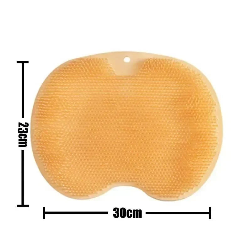 Body Shower Foot Scrubber Brush Wash The Body Cleanser Silicone Sponge Bath Massage Mat Back Brush Wall Mounted with Suction Cup Zpaxo orange pad
