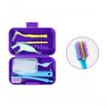 Travel Portable Orthodontic Oral Dental Cleaning Kit Foldable Toothbrush Orthodontic Wax Interdental Brush Oral Cleaning Care Zpaxo PURPLE
