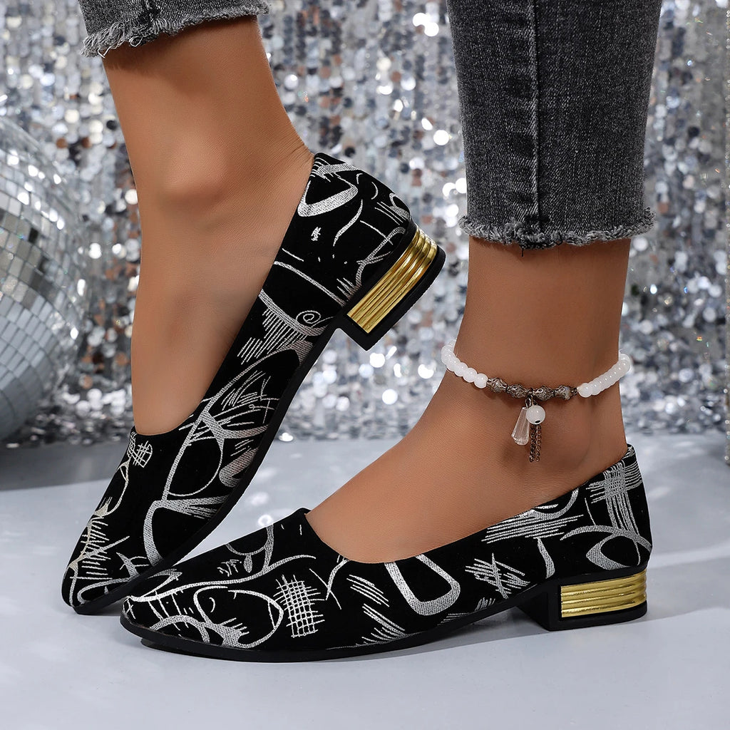 2025 New Women Low Heel Pumps Pointed Toe Flats Spring Casual Loafers Fashion Outdoor High Heels Shoes Retro Trend Elegant Shoes Zpaxo