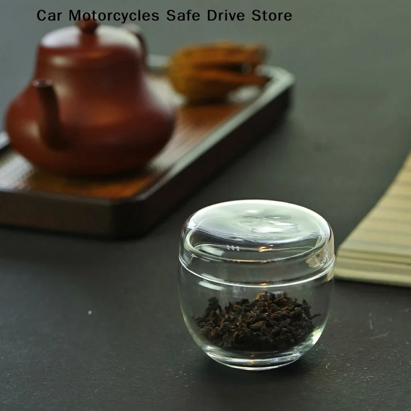 CM Transparent Mini Tea Storage Bottle Lid Small Glass Jar Sugar