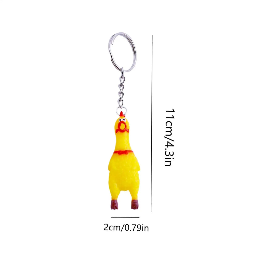 Novelty Keychains Funny Interactive Toys Yellow Chicken Squeaky Toy Pendant For Men For Adults Teens Men Women Friends Coworkers Zpaxo