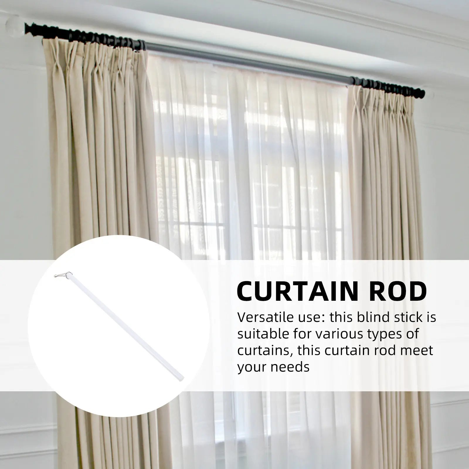 Acrylic Curtain Pull Rod Blind Replacement Wand Drapes Modern