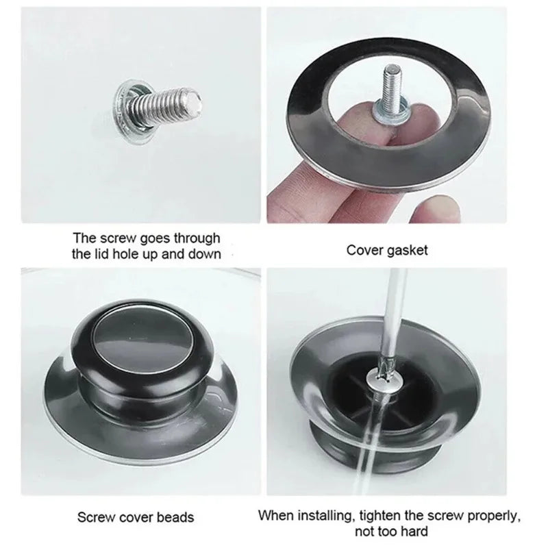 2-Pack Universal Pot Lid Knob Replacement – Black Stainless Steel Cookware Replacement Part Zpaxo