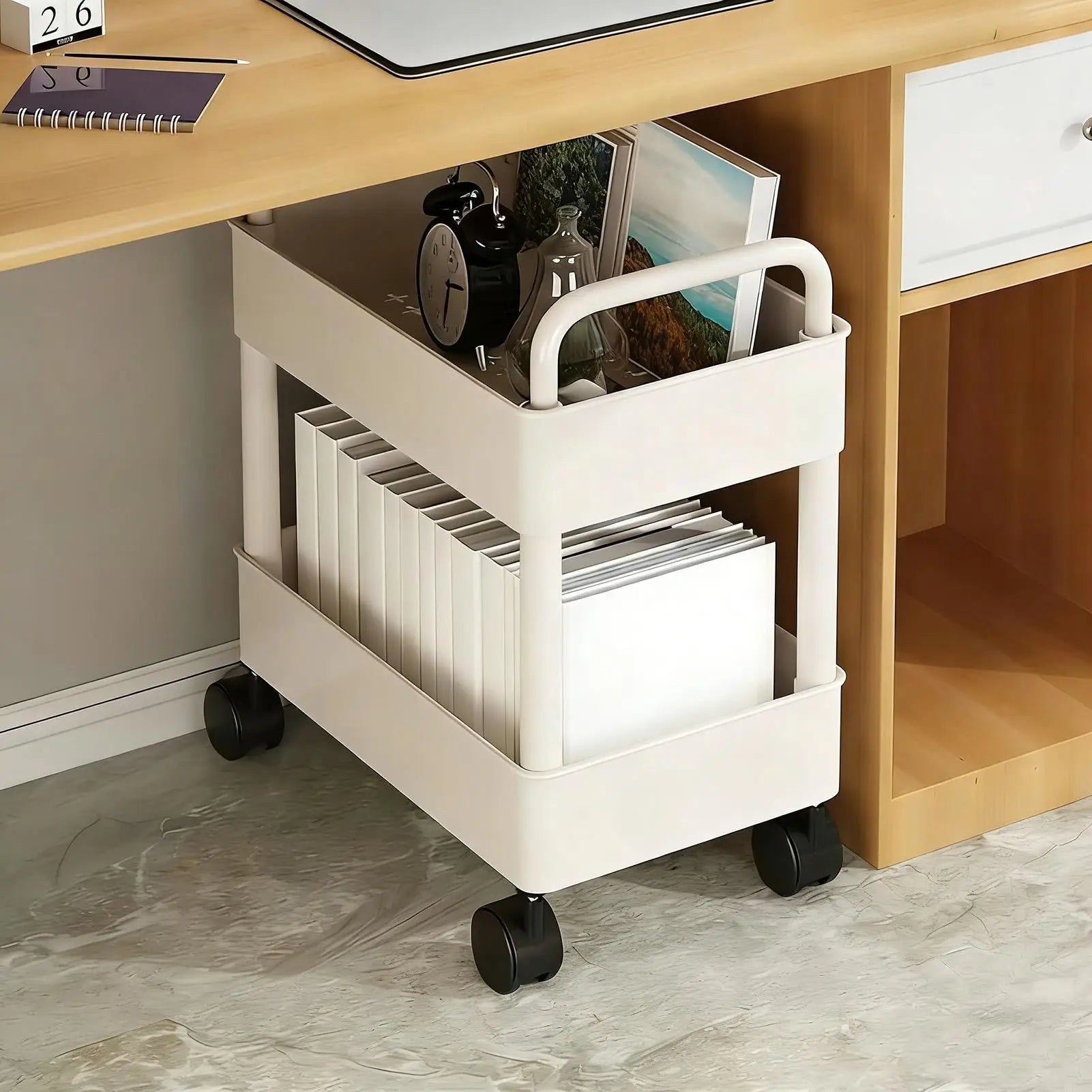 Rolling Cart Organizer 2 Tier Mobile Organization Rack Wheels Utility