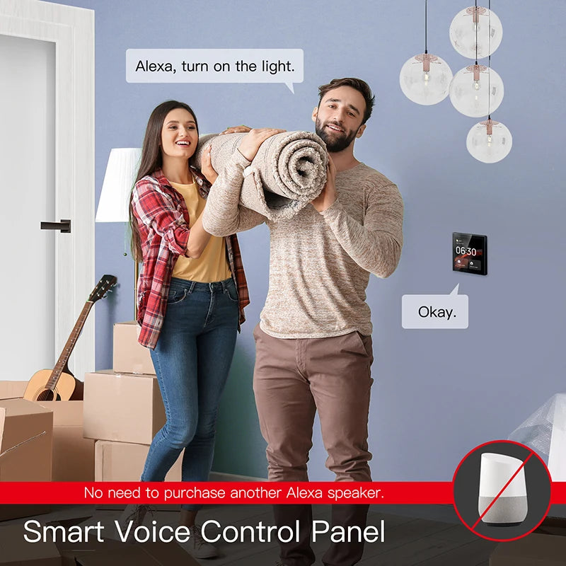 WiFi Voice Control Panel Build in ZigBee Hub Alexa Command Scene Switch 4inch Screen Tuya Smart Life Home Automation Full System Zpaxo