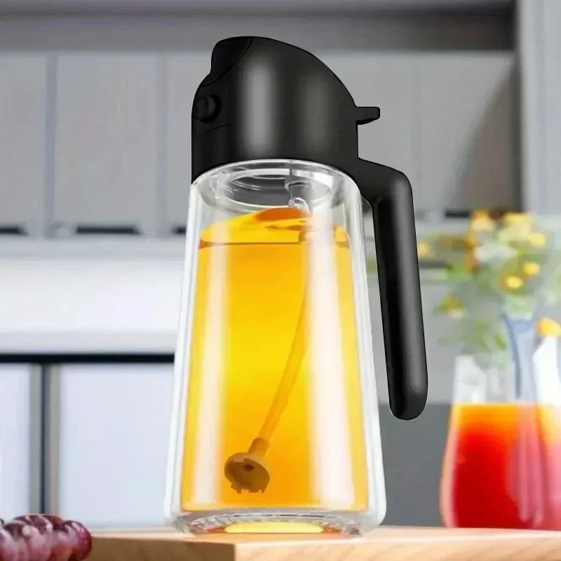 2in1 500ml Oil Sprayer Oil Spray Bottle Oil Tank BBQ Kitchen Baking BBQ Picnic Kitchen Tools for Businesses Zpaxo Black-500ml