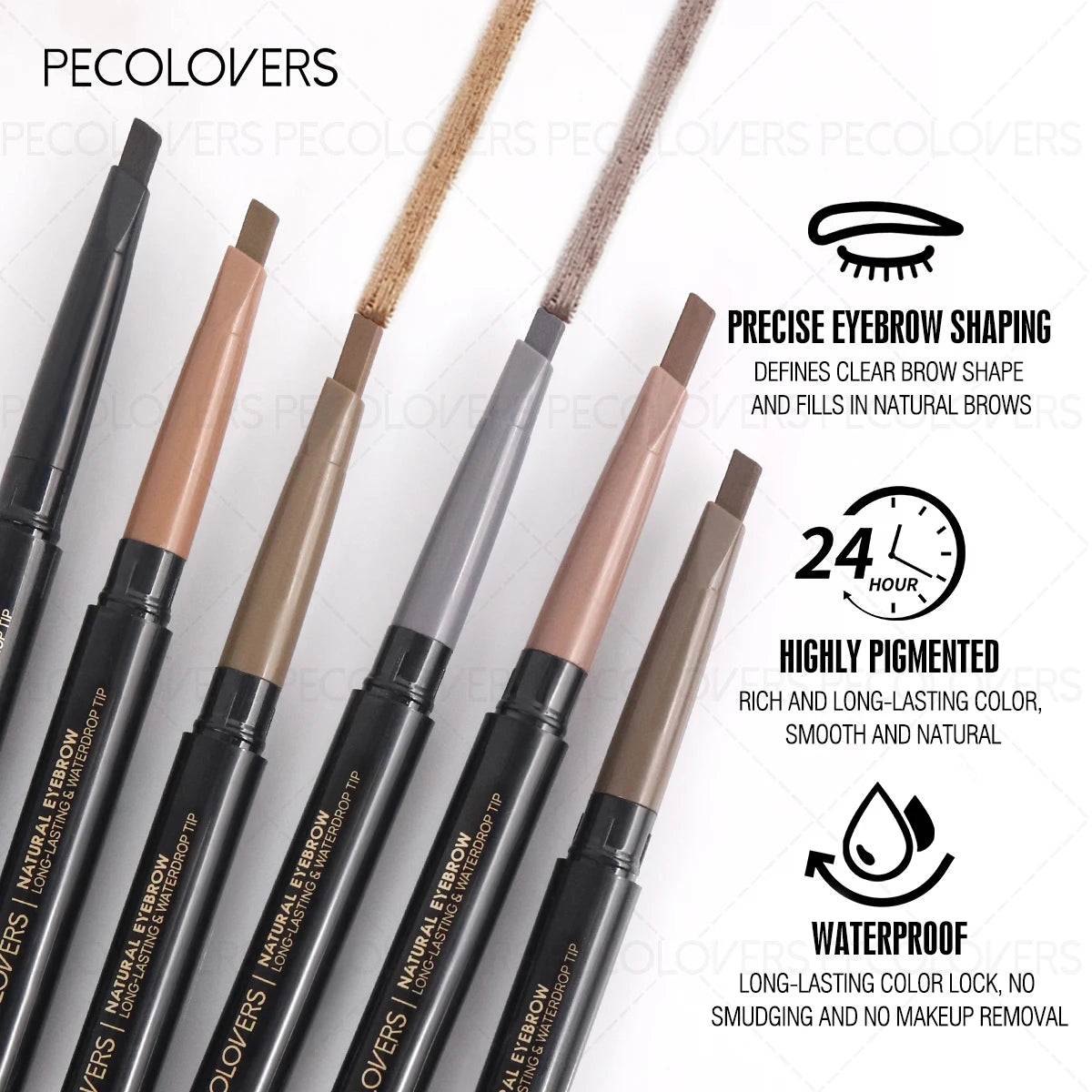 1PCS Two-in-one Eyebrow Pencil with Brush, Available in Black/brown/grey, Waterproof and Smudge-proof, Triangular Design Zpaxo