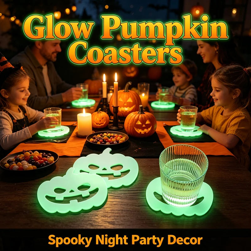Glow-in-the-dark Halloween Ghost Coasters Pumpkin Decor