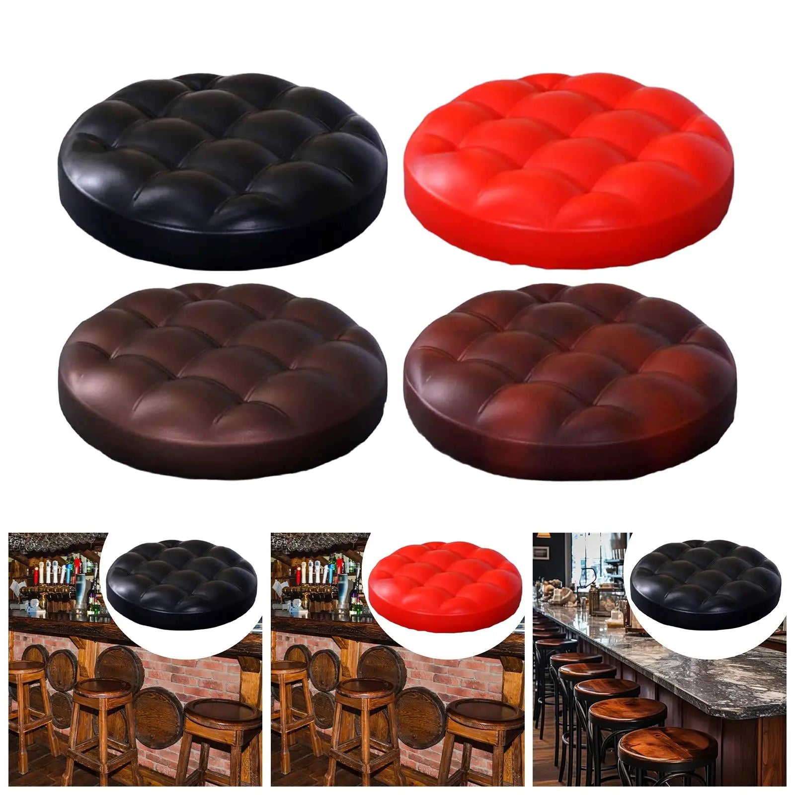 Barstool Seat Cushion PU Leather Cover Heavy Duty Round Rotate Chair Zpaxo