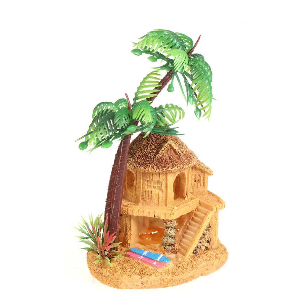 Resin Aquarium House Decoration Miniature Coconut Tree Shelter Fish