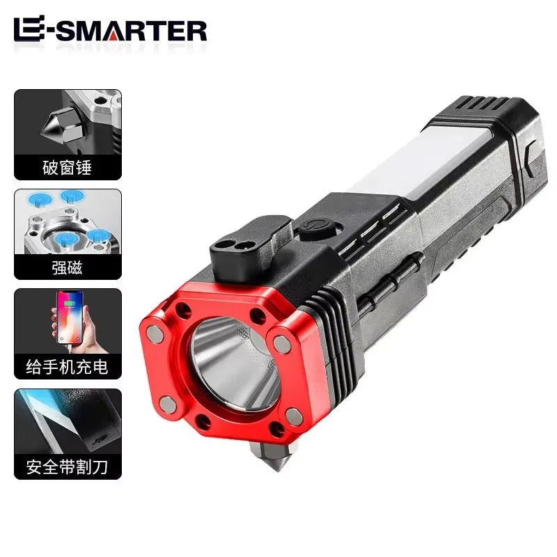 ESMARTER USB Rechargeable LED Flashlight with Safety Hammer