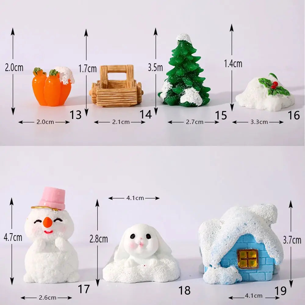 Snowman Bunny Resin Figurine | Micro Landscape Christmas Ornament Resin Figurine Zpaxo