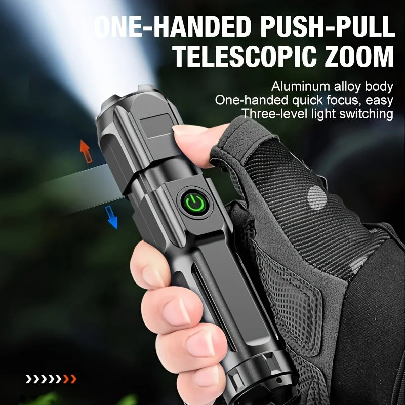 Powerful LED Flashlight Rechargeable USB Waterproof Zoom Fishing Hunting Camping High Lumen Tactical Flashlight LED Torch Zpaxo