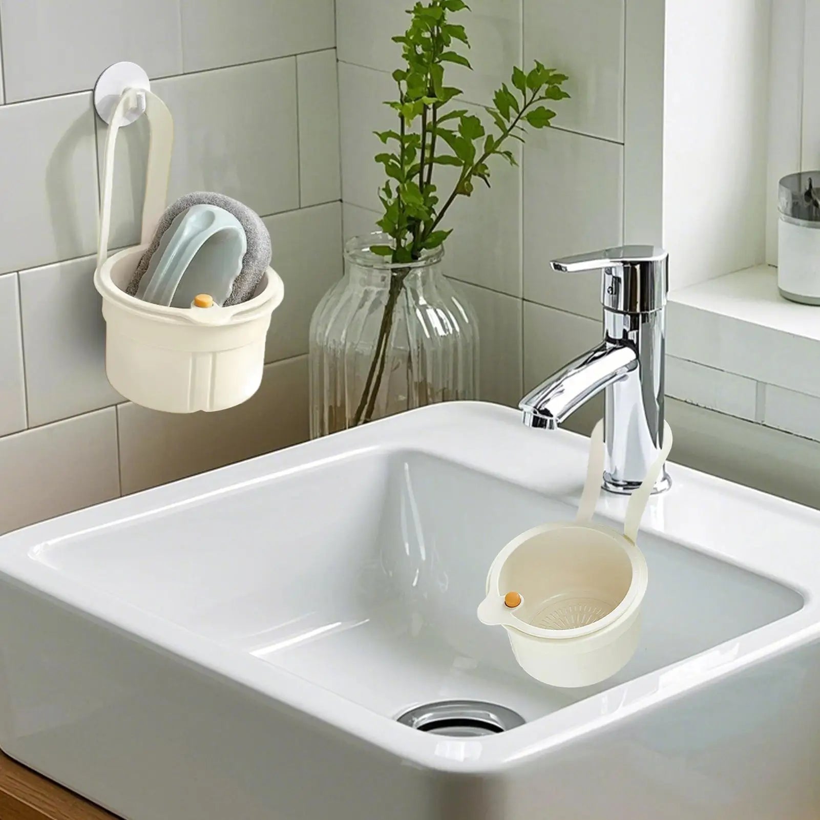 Self Cleaning Kitchen Sink Strainer Basket Press Automatic Dumping Waste Catcher Faucet Hanging Draining Basket Trash Filter Zpaxo